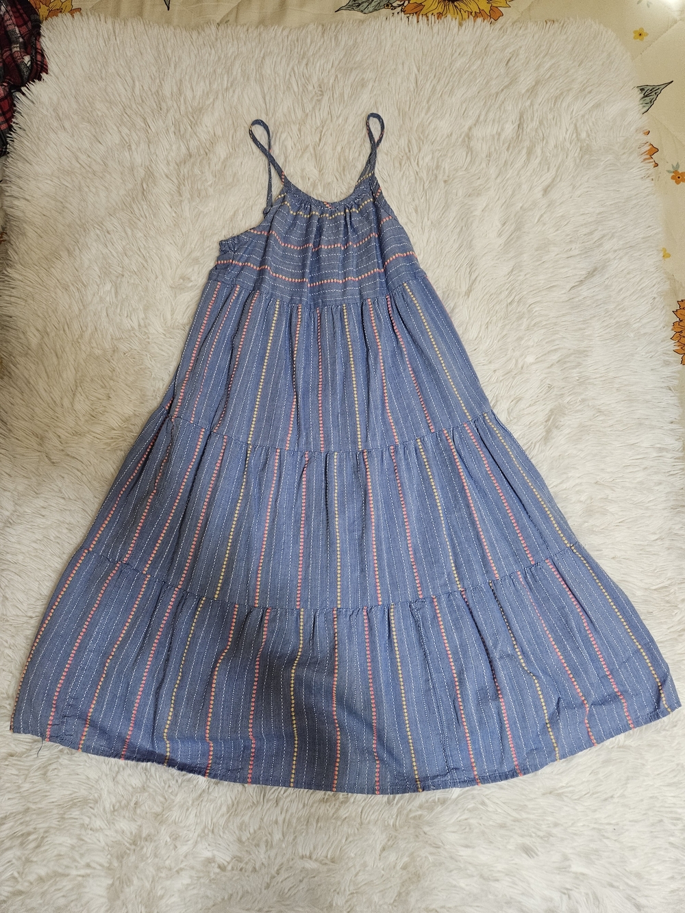 Cat & Jack Blue Striped Tiered Sundress with Pink Accents